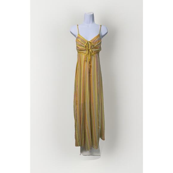 FREE PEOPLE "Opposites Attract" Yellow Stripped Dress ANTHROPOLOGIE Sz Small - Picture 1 of 7